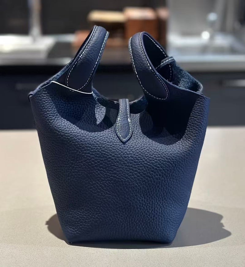 Raffia Basket 2025 Early Spring Style Lychee Pattern Large Capacity Simple Versatile Handheld Bucket Bag Handheld Mother-Daughter Bag - Image 1