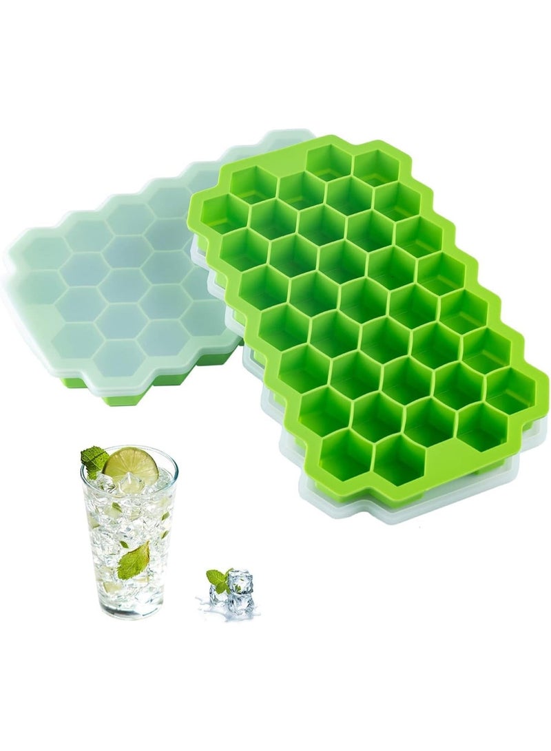صينية مكعبات الثلج مع غطاء، 37 تجويف، قوالب سيليكون، معتمدة من قانون الأغذية والسلع الألمانية، خالية من البيسفينول ايه، متعددة الالوان - Image 5