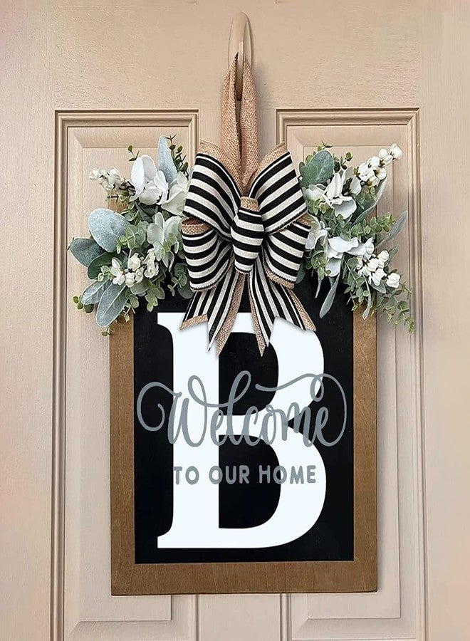 ELEFOCUS Last Name Porch Decor, Welcome Sign Wreath, Porch Decorations - 26 Letter Wreaths for Front Door, Spring & All Seasons Monogram (B) - Image 4