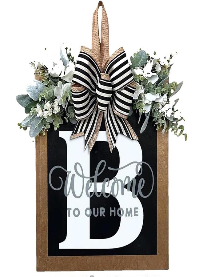 ELEFOCUS Last Name Porch Decor, Welcome Sign Wreath, Porch Decorations - 26 Letter Wreaths for Front Door, Spring & All Seasons Monogram (B) - Image 1
