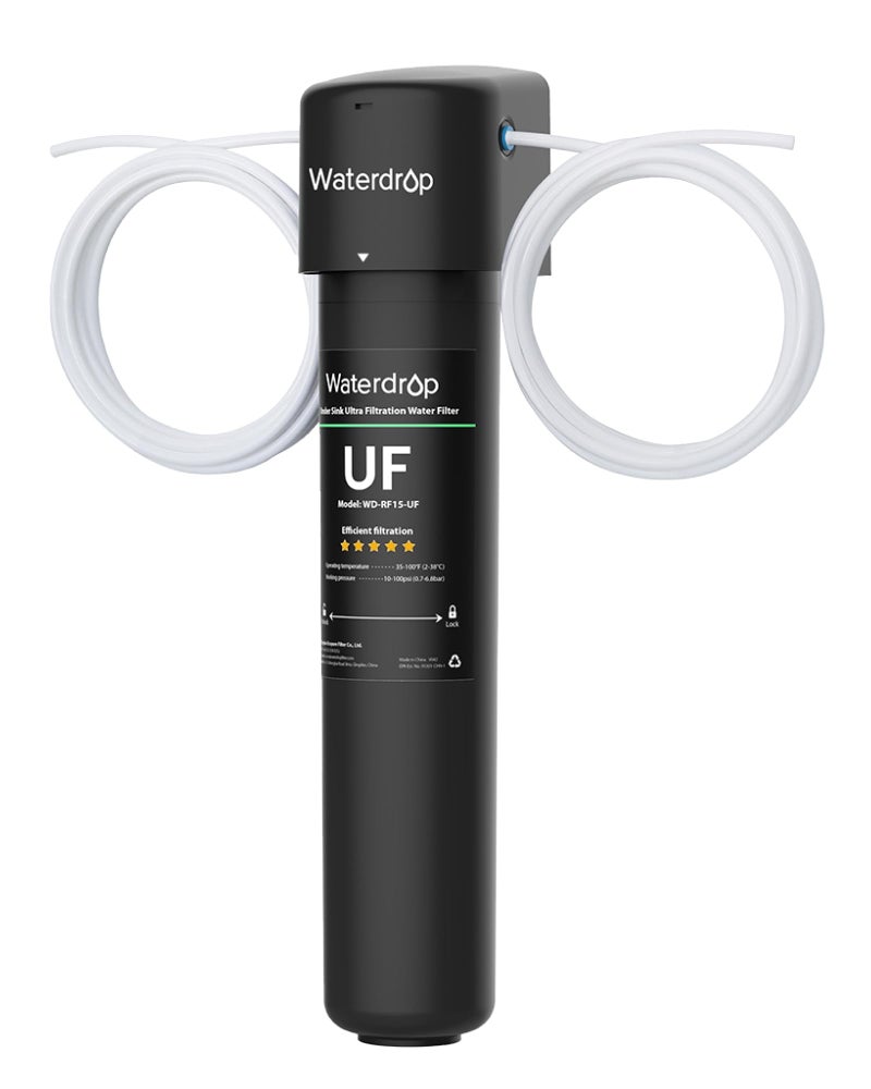 Waterdrop 15UC-UF 0.01Î¼m Inline Water Filter for Refrigerator, 19K Gallons, In Line Water Filter for Icemaker, Idea for Ice Maker, RV, Refrigerator, 1/4 inch Direct Connect, NSF/ANSI 42 Certified - Image 1