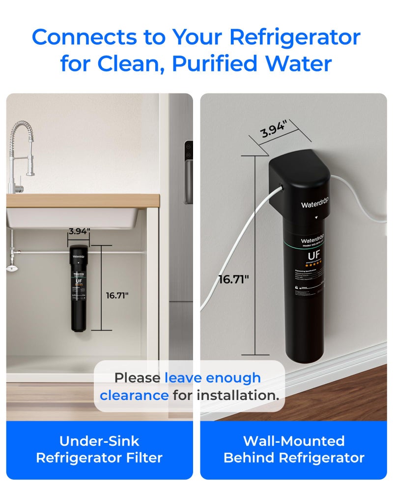 Waterdrop 15UC-UF 0.01Î¼m Inline Water Filter for Refrigerator, 19K Gallons, In Line Water Filter for Icemaker, Idea for Ice Maker, RV, Refrigerator, 1/4 inch Direct Connect, NSF/ANSI 42 Certified - Image 4