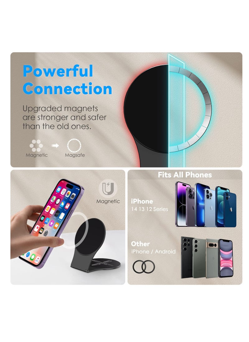 Magnetic Phone Holder for Laptop, Azonee, Adjustable Cell Phone Stand Designed for Magsafe, Computer Monitor Side Mount Clip for iPhone, for Home Work Office