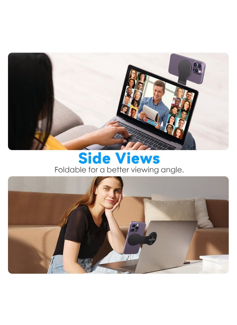 Magnetic Phone Holder for Laptop, Azonee, Adjustable Cell Phone Stand Designed for Magsafe, Computer Monitor Side Mount Clip for iPhone, for Home Work Office