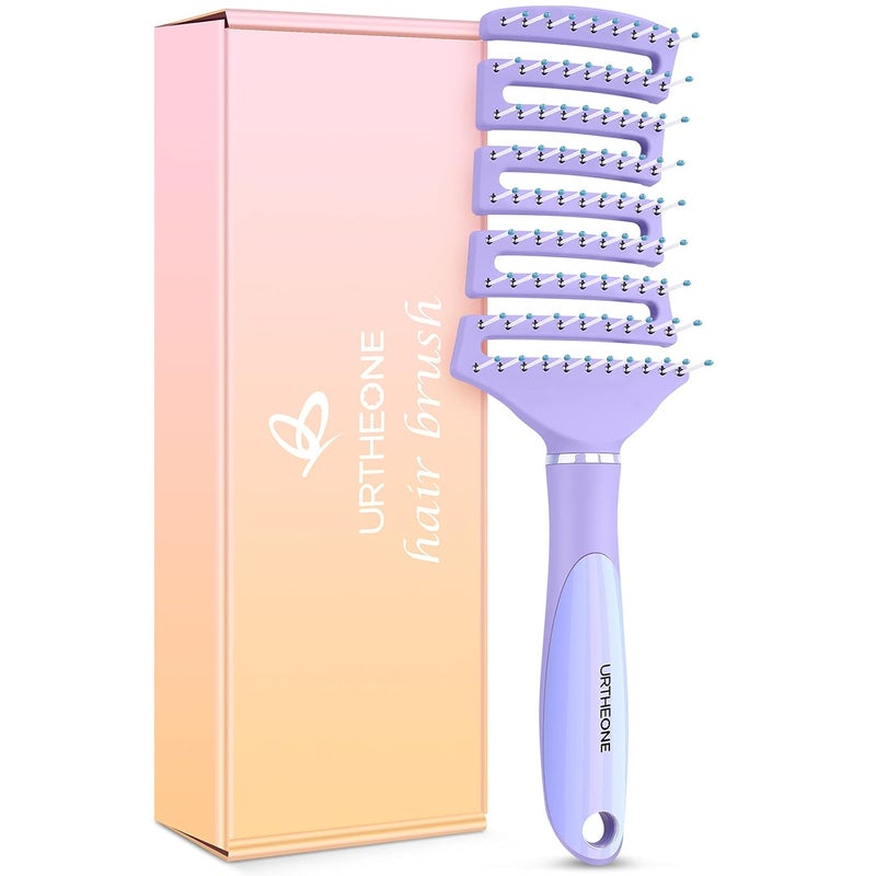 URTHEONE Hair Brush Curved Vented Detangling Hair Brushes for Women Men Wet or Dry HairFaster Blow Drying Styling Professional Paddle Vent detangler brush for Curly Thick Wavy Thin Fine Long Short Hair