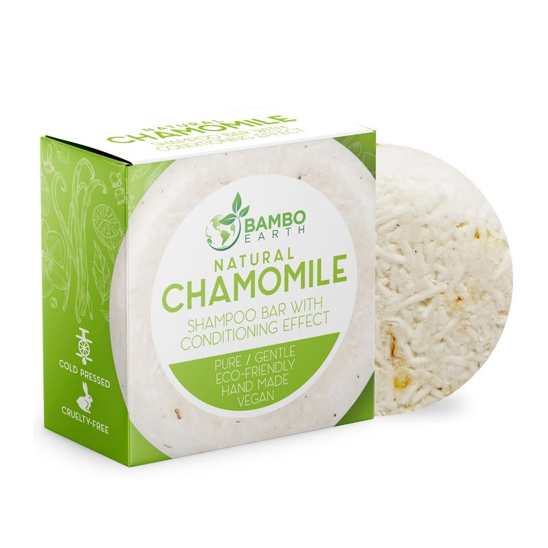 BAMBOEARTH Solid Shampoo Bar And Conditioner Effect Hair Soap 100 Organic Shampoo Bars For Hair With All Natural Plant Based Essential Oils And Zero Waste Biodegradable Packaging Chamomile