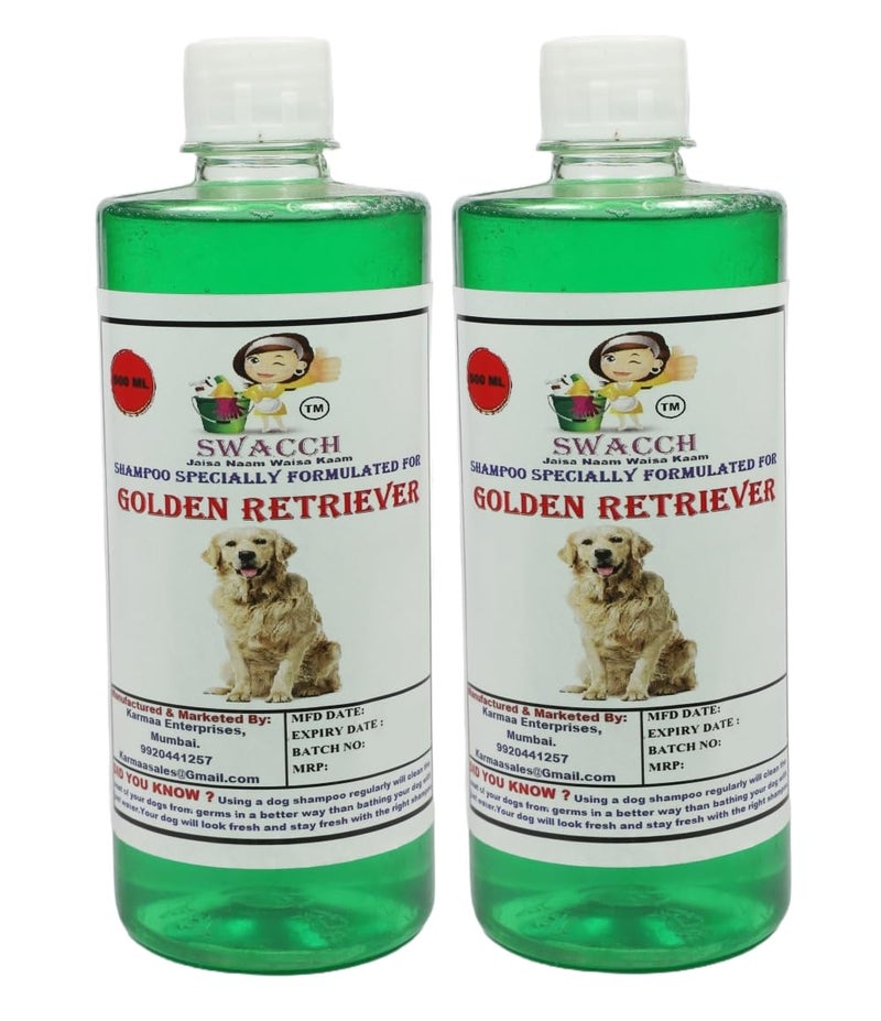 swacch Golden Retriever Dog Shampoo + Dumbbell Toy I Durable Rubber Dog Toy for Chewing I Playing,Teeth Cleaning & Training Toy I Combo Pack I 500ml Pack of 2 Neem Alovera - Image 2