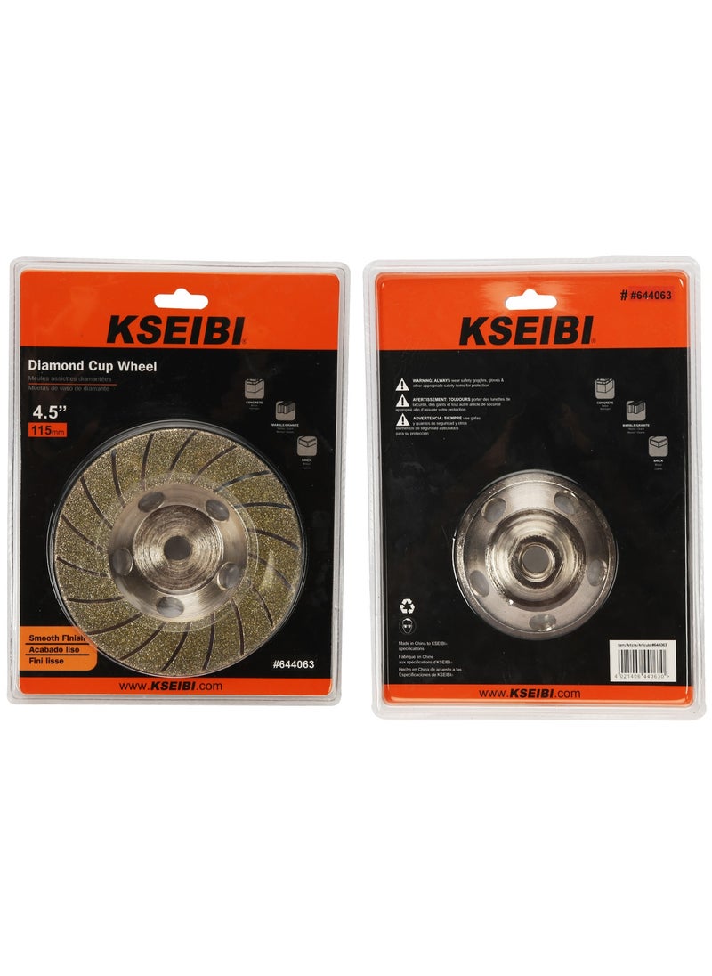 KSEIBI Electroplated Diamond Cup Wheel / W , 115mm, For Grinding, Polishing, Cleaning and Finishing Surfaces, Removing Coatings, Concrete Grinding, Stone and Tile Polishing, For Grinding Machines.  - Image 3