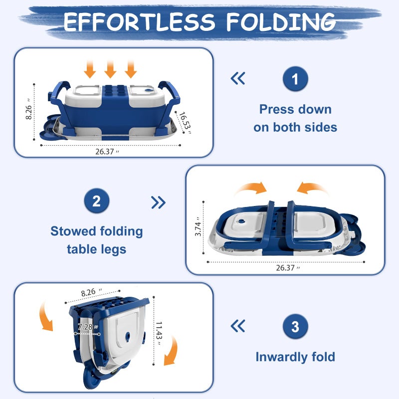 MoreFeel Collapsible Baby Bathtub for Newborn with Thermometer & 1 Soft Floating Cushion & 1 Bath Net,Portable Travel Bathtub with Drain Hole, Durable Foldable Baby Tubs for Infants to Toddler - Image 4