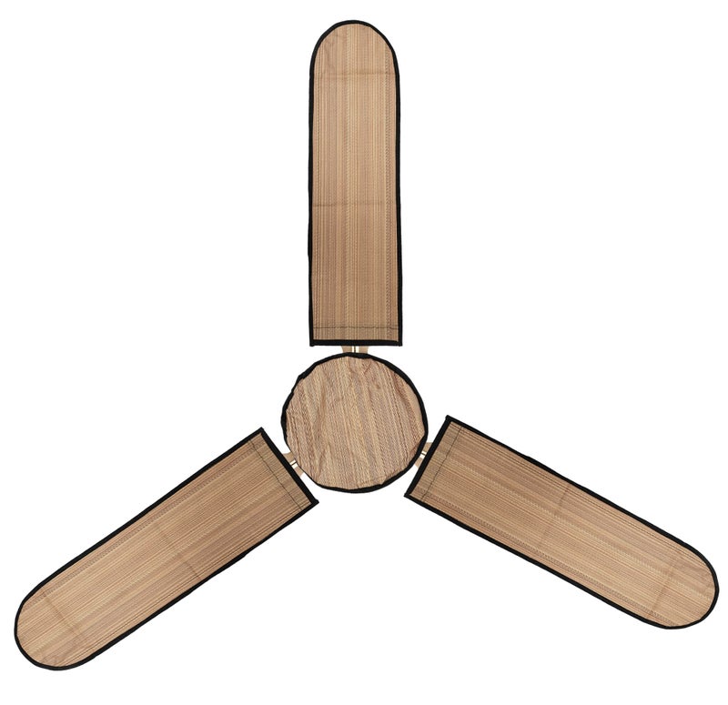 Kuber Industries PVC Wooden Design Dust Proof Three Blade Ceiling Fan Cover (Light Brown) 54KM4011 - Image 3