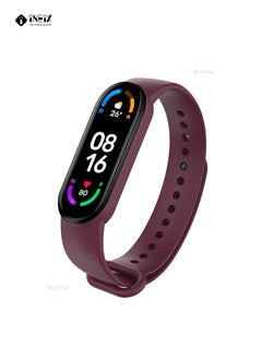 INEIX Soft Silicone Replacement Strap For Xiaomi Mi Band 6 - Wine Red  - Image 1