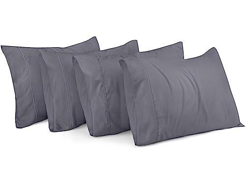 Utopia Bedding Queen Pillow Cases 4 Pack Envelope Closure Soft Brushed Microfiber Fabric Shrinkage and Fade Resistant Pillow Covers Queen Size 20 X 30 Inches Queen Grey