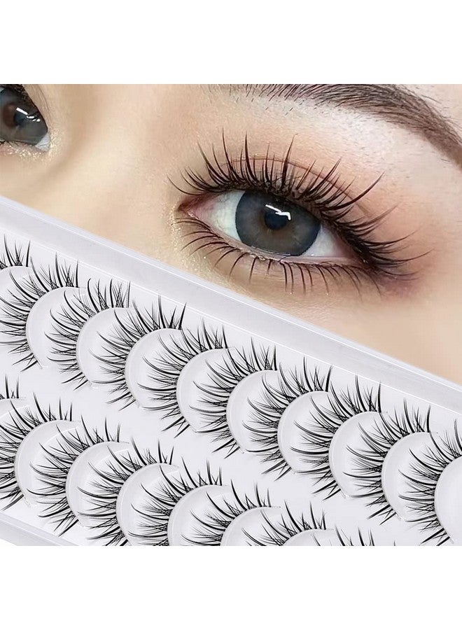 Outopen Manga Lashes Natural Look Japanese Anime Lashes Korean Asian Wispy Spiky Lashes With Clear Band Short Fake Eyelash 10 Pairs Pack By Outopen - Image 2