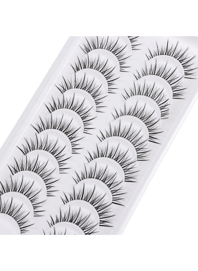 Outopen Manga Lashes Natural Look Japanese Anime Lashes Korean Asian Wispy Spiky Lashes With Clear Band Short Fake Eyelash 10 Pairs Pack By Outopen - Image 3