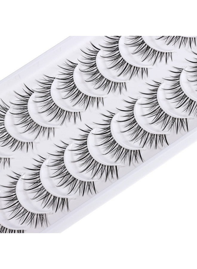 Outopen Manga Lashes Natural Look Japanese Anime Lashes Korean Asian Wispy Spiky Lashes With Clear Band Short Fake Eyelash 10 Pairs Pack By Outopen - Image 5