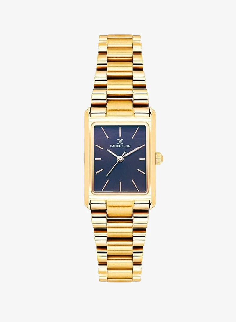 DANIEL KLEIN Daniel Klein - Women's Stainless Steel | Gold Alloy Case | Analog | Blue Rectangular Sunray Dial | Japanese Quartz | Premium | 30 Meters Water Resistant