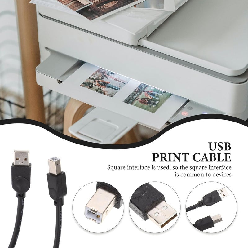 كابل USB للطابعات بقلب نحاسي، طوله 5 أمتار، كابل عالي السرعة متوافق مع USB 2.0، مناسب للاستخدام في المكاتب وأجهزة الفاكس، باللون الأسود - Image 5