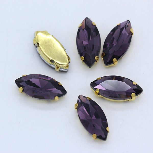 Wholesale horse eye crystal glass claw drill multi-specification hand-stitched claw drill DIY clothing wedding dress bag shoes accessories Violet 