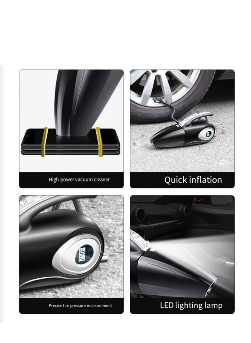 4-in-1 Car Vacuum Cleaner High Power, Tire Inflator Portable Car Vacuum with Digital Tire Pressure Gauge LCD Display and LED Light, 12V DC, 15FT Cord, Essential Accessories for Men Women - Image 2