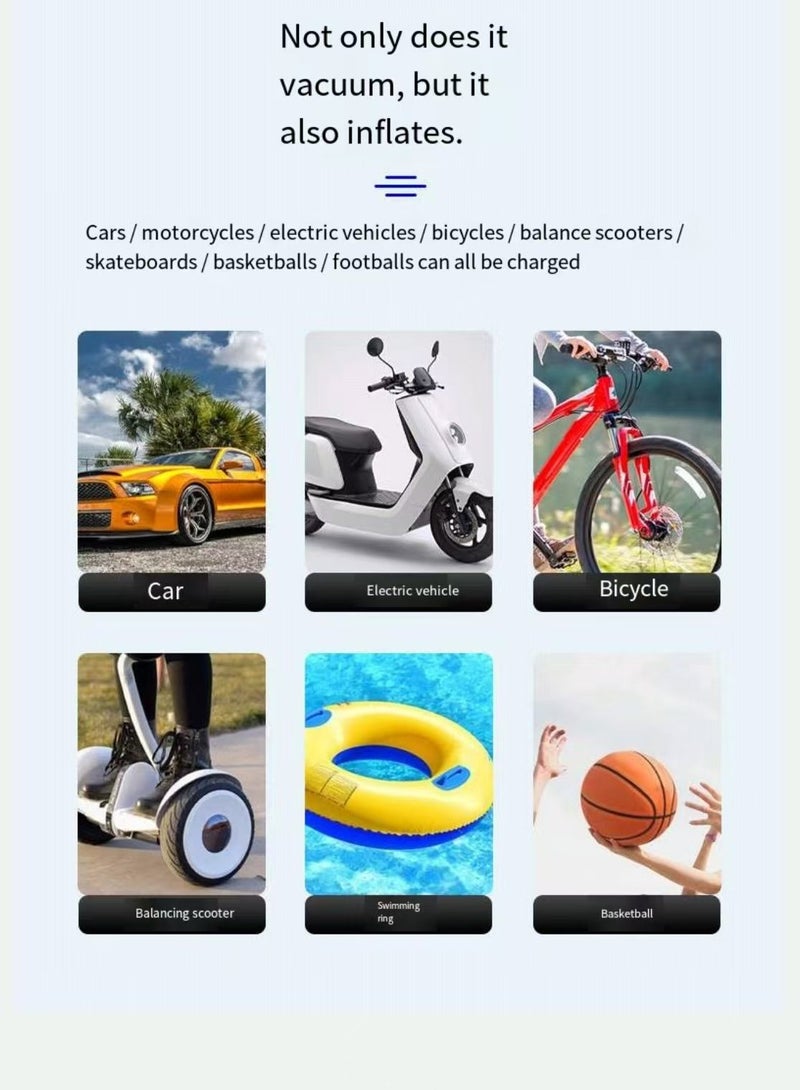 4-in-1 Car Vacuum Cleaner High Power, Tire Inflator Portable Car Vacuum with Digital Tire Pressure Gauge LCD Display and LED Light, 12V DC, 15FT Cord, Essential Accessories for Men Women - Image 3