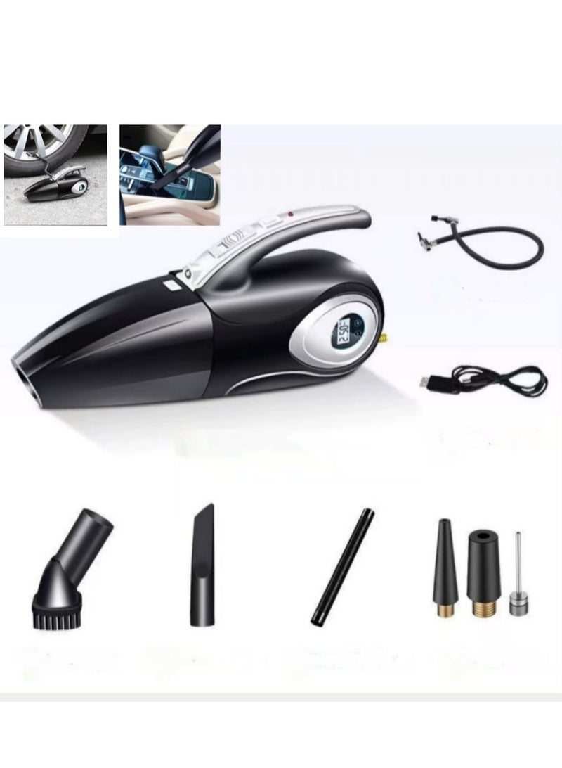 4-in-1 Car Vacuum Cleaner High Power, Tire Inflator Portable Car Vacuum with Digital Tire Pressure Gauge LCD Display and LED Light, 12V DC, 15FT Cord, Essential Accessories for Men Women - Image 1