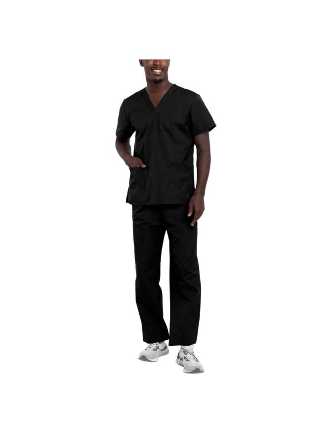 Loquat Womens Men Medical Scrubs Set Medical Uniform Set Black - Image 1