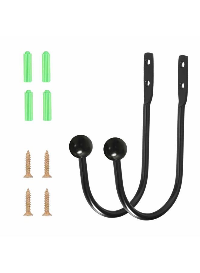 HEMOUR Curtain Holdback, 2pcs Wall Mounted Drapery Tiebacks with Screws, Heavy Duty Metal Decorative Window Drapery Holder Curtain Hook, Black - Image 2
