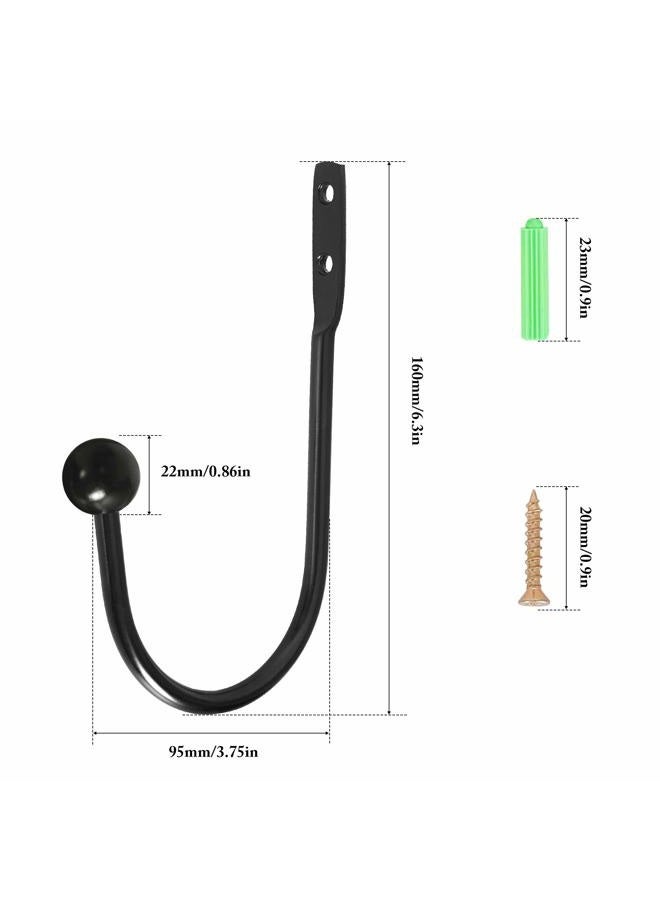 HEMOUR Curtain Holdback, 2pcs Wall Mounted Drapery Tiebacks with Screws, Heavy Duty Metal Decorative Window Drapery Holder Curtain Hook, Black - Image 3