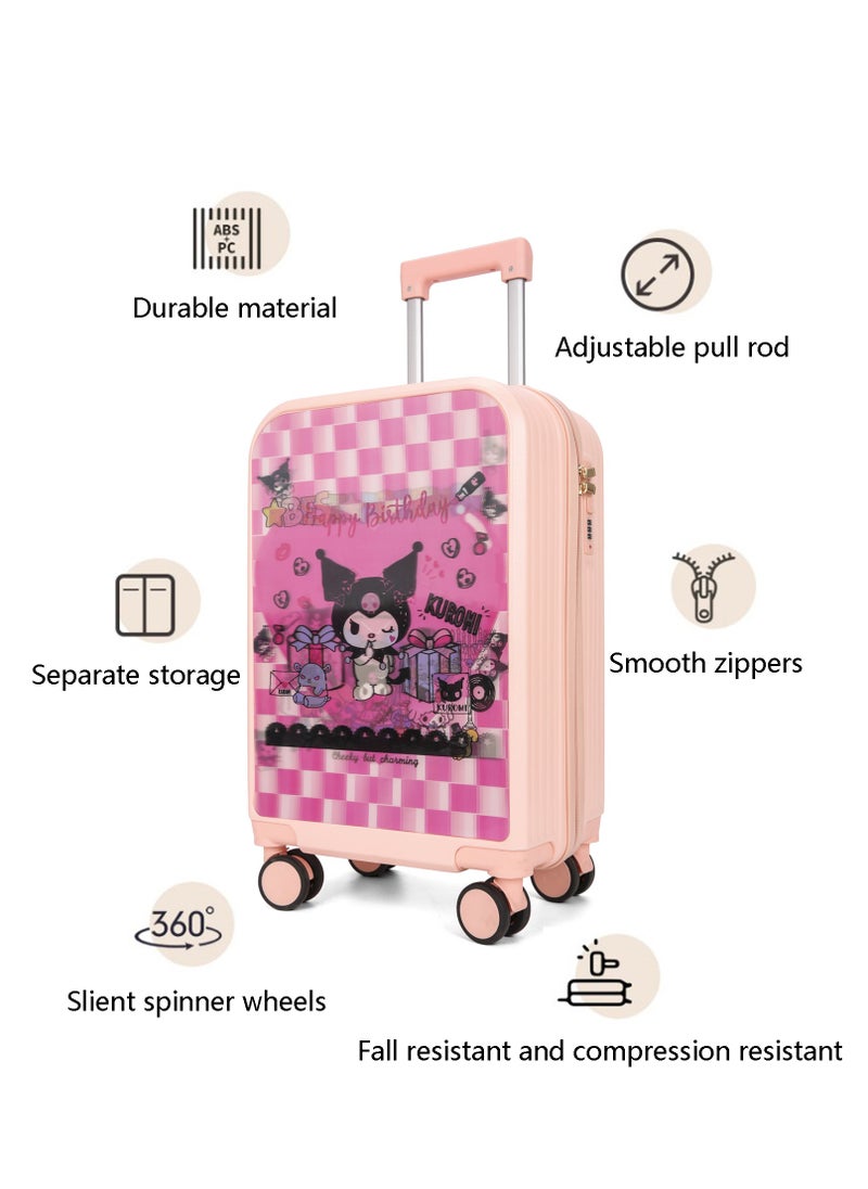 Generic 20" Kids Luggage Rolling Suitcase with 3D Multiple View Design, Cute Cartoon Character Pattern Travel Trolley Case for Girls Boys Children  - Image 2