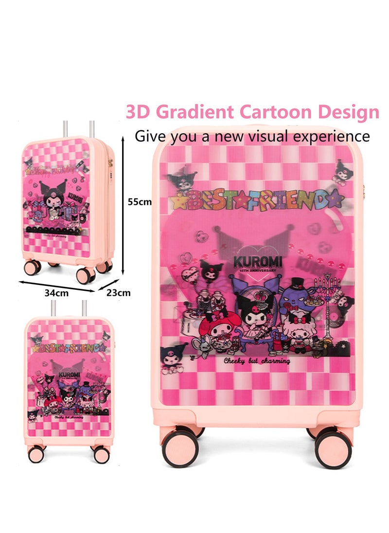 Generic 20" Kids Luggage Rolling Suitcase with 3D Multiple View Design, Cute Cartoon Character Pattern Travel Trolley Case for Girls Boys Children  - Image 3