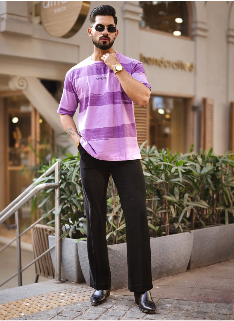 Mens Striped Round Neck 3/4th Sleeve Lavender and Purple Cotton T-Shirt - pzsku/Z7AED08CEBC60C347165FZ/45/_/1738933205/cc9678e2-1451-4691-8e0d-3745e936a2fe