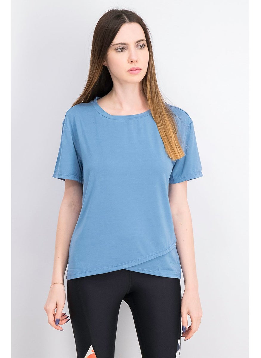 Tchibo - Women Sportswear Fit Short Sleeve T-shirt, Blue - Image 1