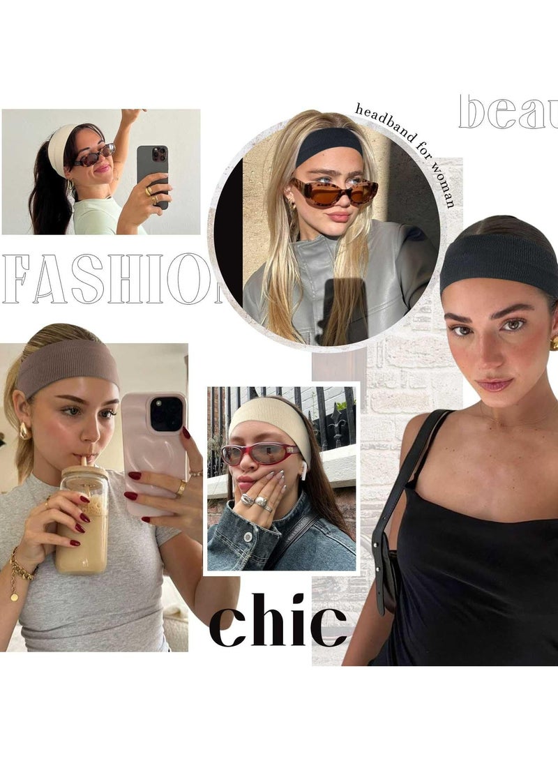 CMGTYYD 3 Pcs Headbands for Women Hair, Women Cotton Head Bands Unisex Elastic Hair Bands, Adult Non Slip Head Band Fashion Hair Accessories for Sports Makeup Yoga Running - Image 3