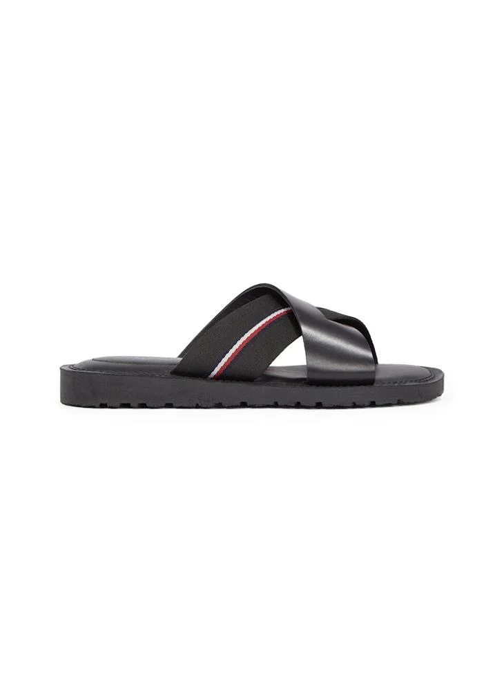 TOMMY HILFIGER CRISS CROSS LEATHER SANDALS