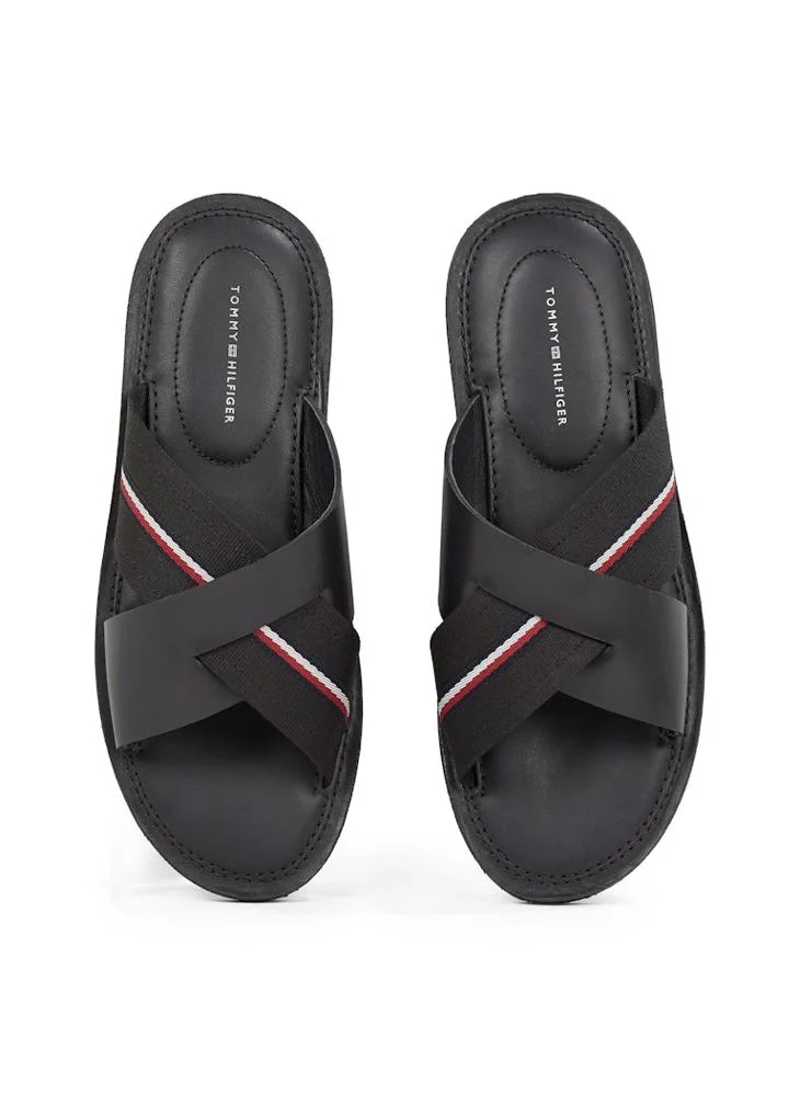 TOMMY HILFIGER CRISS CROSS LEATHER SANDALS