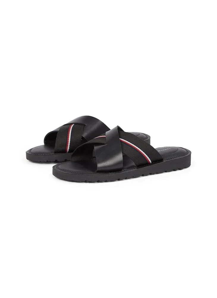 TOMMY HILFIGER CRISS CROSS LEATHER SANDALS