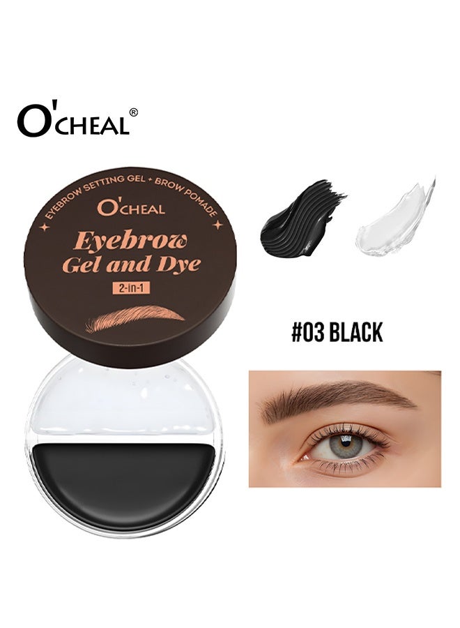 OCHEAL Eyebrow Gel and Dye, 2 in 1 Makeup Kit with Eyebrow Gel,Shaping Wax & Duo Brush, Waterproof Pomade for Fill and Detail Brows, Clear Brow Styling Gel Lift for Fluffy Feathery Brow Breeze #03 Black - Image 2
