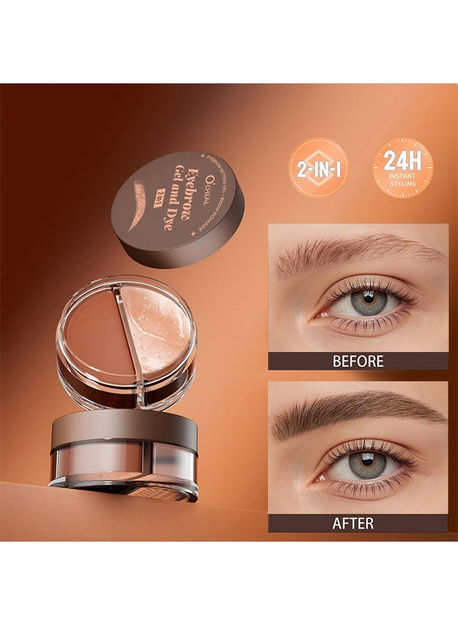 OCHEAL Eyebrow Gel and Dye, 2 in 1 Makeup Kit with Eyebrow Gel,Shaping Wax & Duo Brush, Waterproof Pomade for Fill and Detail Brows, Clear Brow Styling Gel Lift for Fluffy Feathery Brow Breeze #03 Black - Image 4