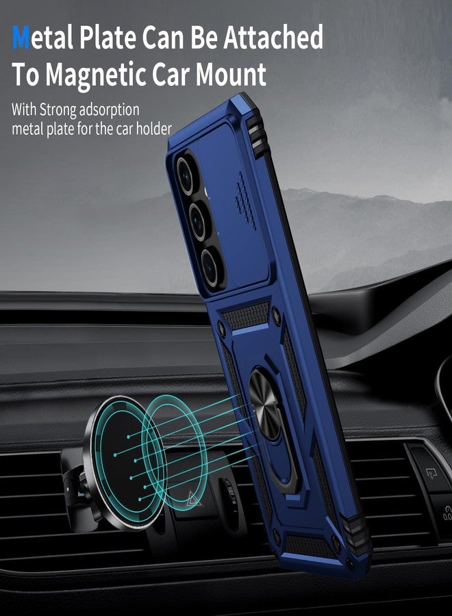 Weycolor for Samsung Galaxy S23 Case with Camera Lens Cover, 10 FT Military Grade Drop Protection, Magnetic Ring Holder Kickstand Protective Phone Case, Navy Blue - Image 2