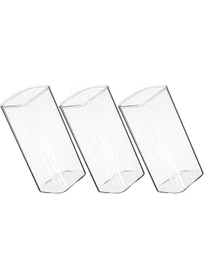 Square Borosilicate Glass Tumblers Set of 3 Microwave Safe Heat Resistant 400ml - Image 1