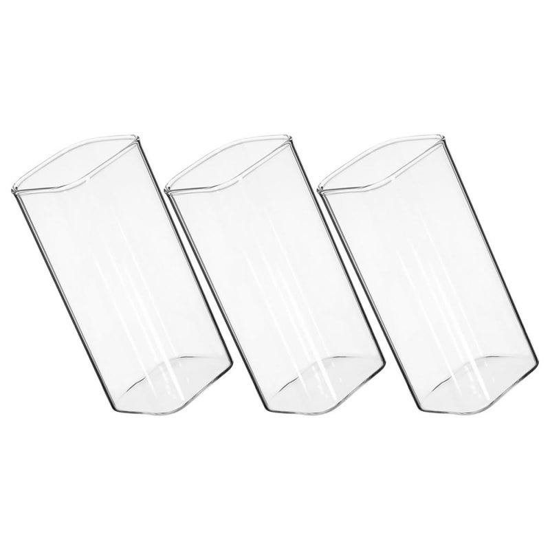 Square Borosilicate Glass Tumblers Set of 3 Microwave Safe Heat Resistant 400ml - Image 2
