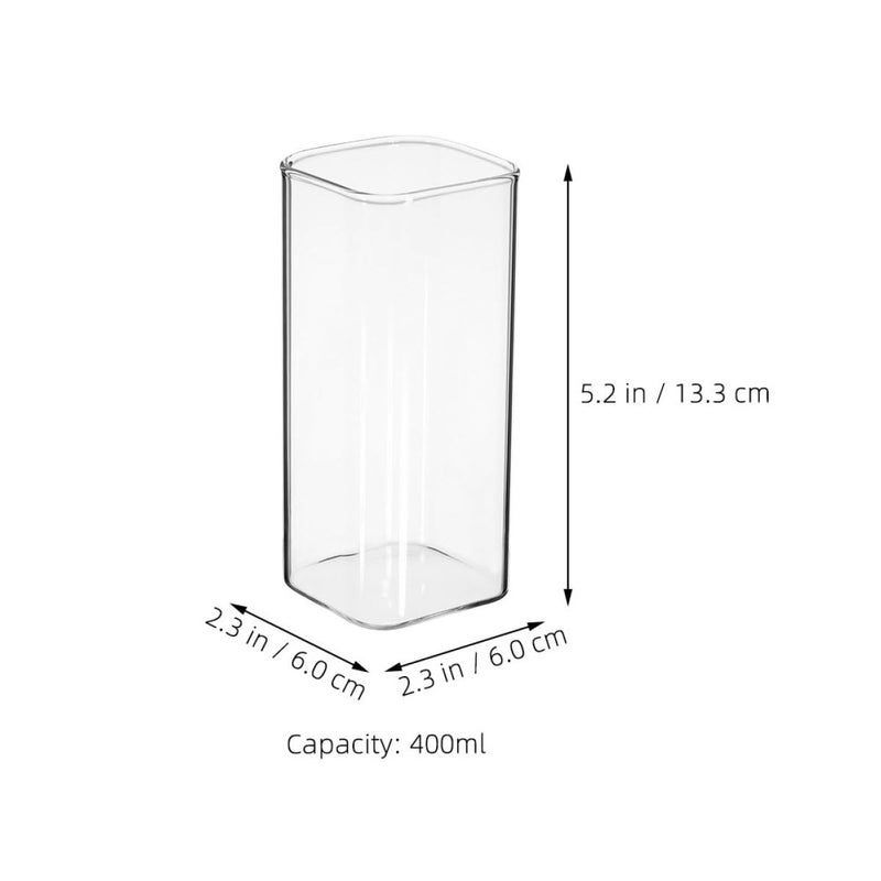 Square Borosilicate Glass Tumblers Set of 3 Microwave Safe Heat Resistant 400ml - Image 3