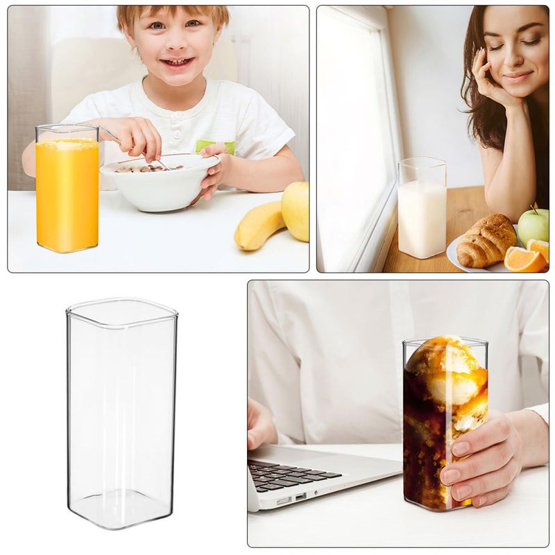Square Borosilicate Glass Tumblers Set of 3 Microwave Safe Heat Resistant 400ml - Image 4