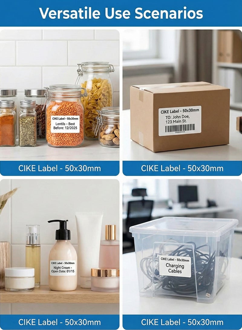 CIKE 2 Rolls Thermal Label Paper 50x30mm (Total 440 Labels) , Waterproof Oil-Proof Scratch-Resistant Ultra-Clear Sticker for Small Home & Office Printers - White - Image 4