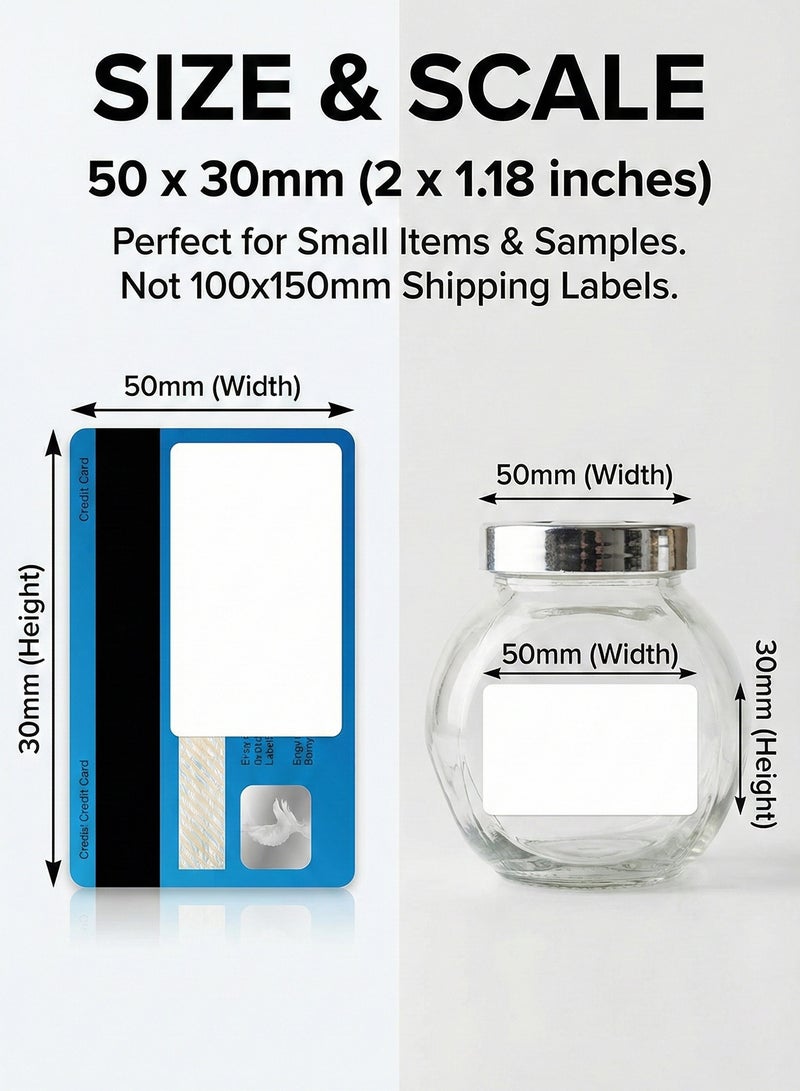 CIKE 2 Rolls Thermal Label Paper 50x30mm (Total 440 Labels) , Waterproof Oil-Proof Scratch-Resistant Ultra-Clear Sticker for Small Home & Office Printers - White - Image 5