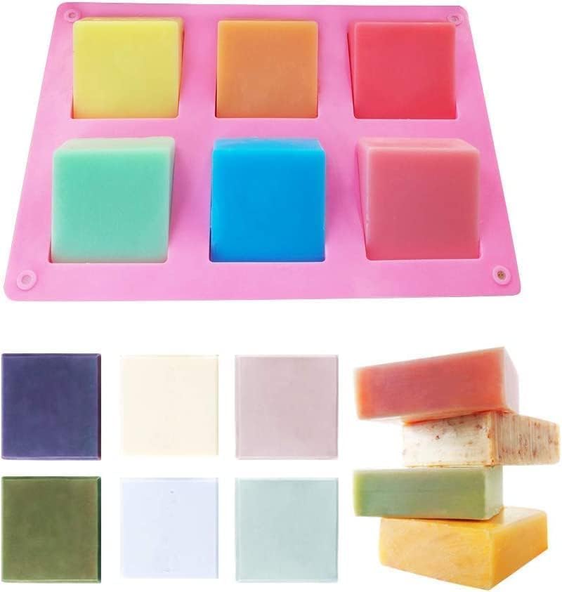 HZYH 3 Pack Silicone Soap Molds, 6 Cavities Silicone Baking Mold DIY Handmade Soap Making, Muffin, Easy to Use and Clean, for Loaf, Brownie, Cornbread and More, Blue Pink Green - Image 3