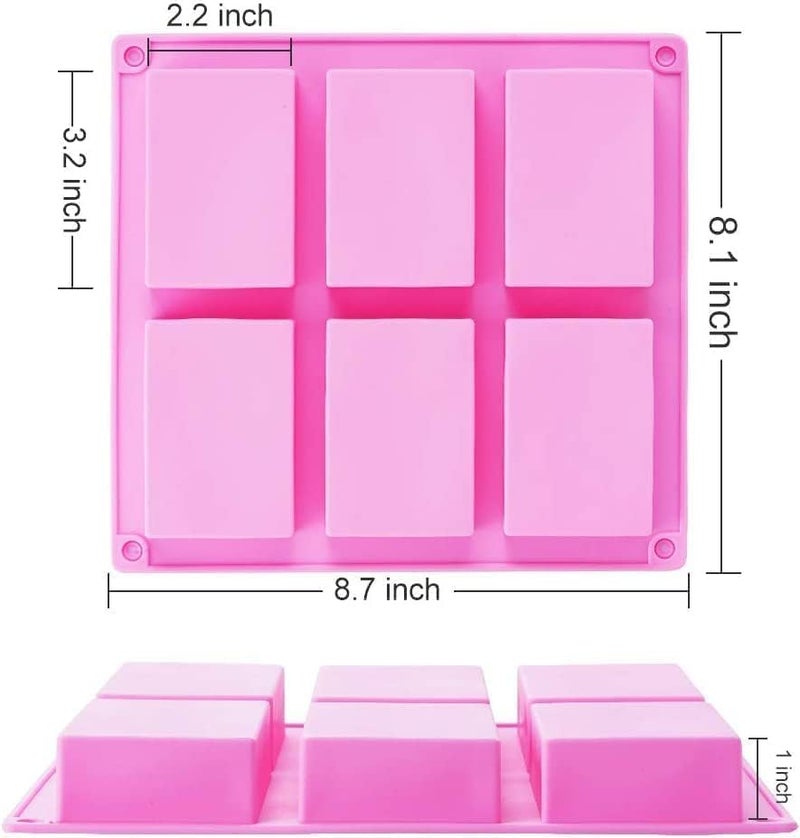 HZYH 3 Pack Silicone Soap Molds, 6 Cavities Silicone Baking Mold DIY Handmade Soap Making, Muffin, Easy to Use and Clean, for Loaf, Brownie, Cornbread and More, Blue Pink Green - Image 2