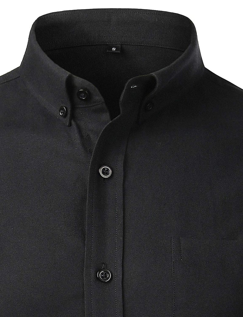 ZEROYAA Men's Hipster Casual Slim Fit Long Sleeve Button Down Oxford Shirts with Chest Pocket Z111 Black Medium - Image 3