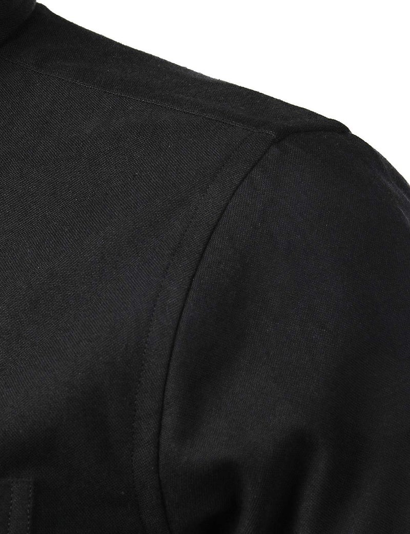 ZEROYAA Men's Hipster Casual Slim Fit Long Sleeve Button Down Oxford Shirts with Chest Pocket Z111 Black Medium - Image 5