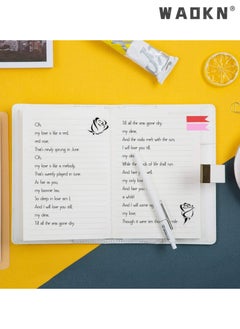 دبليو أيه أو كي أن دفتر ملاحظات جلدي مع قفل مركب ، دفتر كتابة مجلة قفل جلدي ، قفل يوميات جلد قفل مجلة كتابة دفتر ملاحظات مخطط عتيق جدول أعمال هدية شخصية لمجلة الفتيات ، أبيض  - Image 4